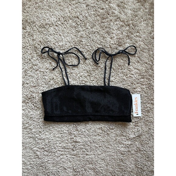 Frankies Bikinis Summertime Bikini Top in Black Size LARGE NEW - Picture 1 of 6